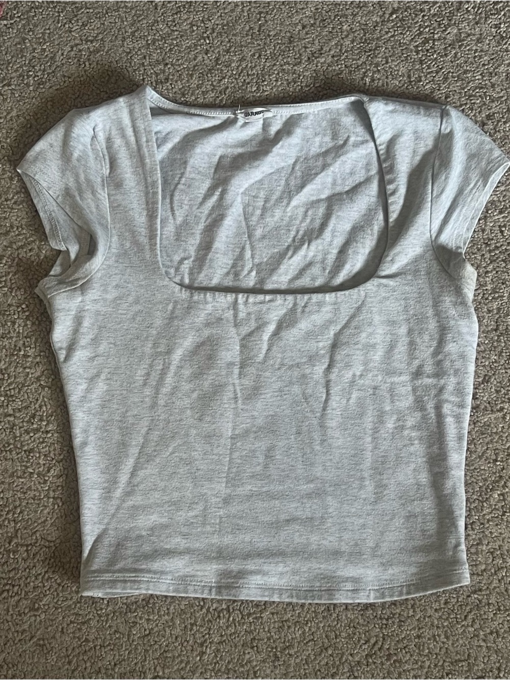 Garage Light Gray Square Neck Short Sleeve Tee